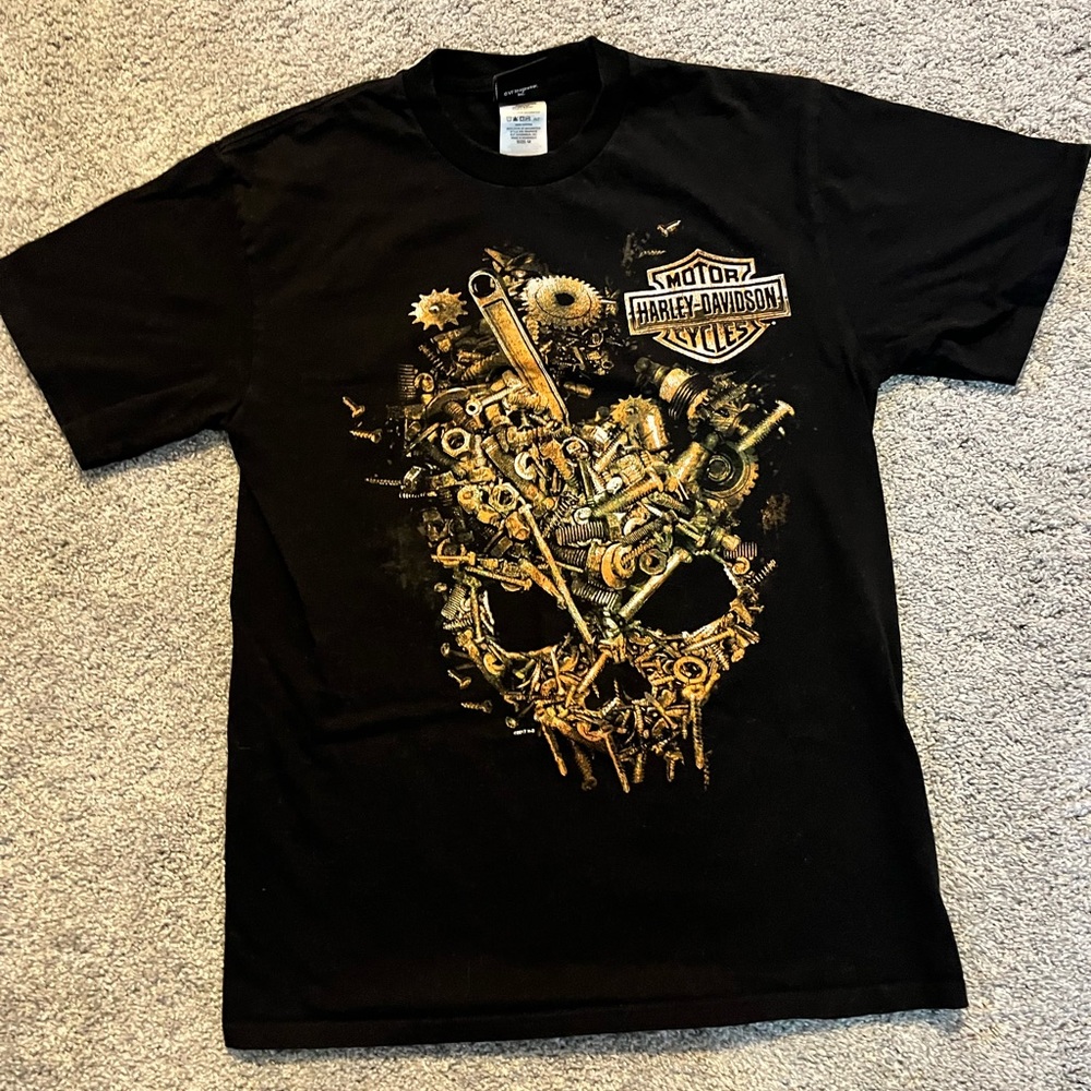 2017 y2k/streetwear Harley Davidson skull gear shirt‼️